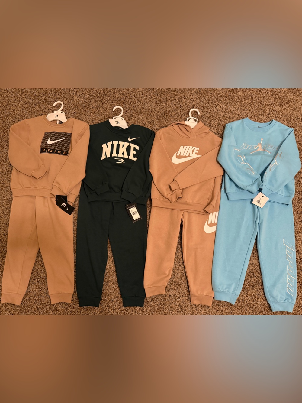 Nike Kids Sweatpants & Joggers Sets - Black, Tan, Green & Light Blue (4-SETS)